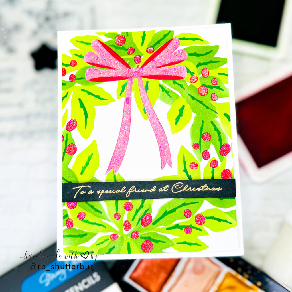 Stunning Holiday Card with Sizzix Layered Wreath Stencil | Christmas in&nbsp;July