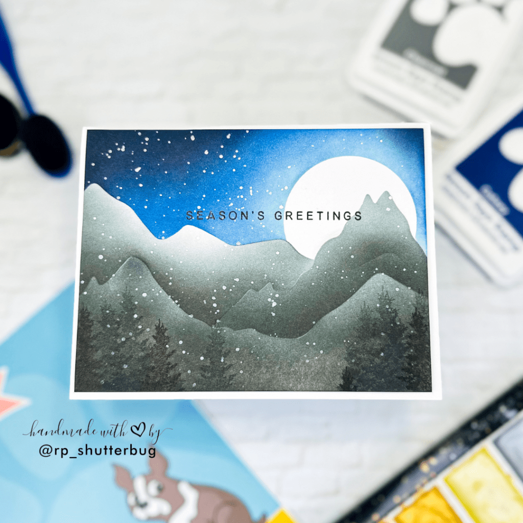 Wintry Night Scenic Card with Layered Stencils and Ink&nbsp;Blending