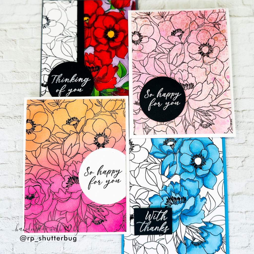 Four Stunning Card Designs with One Versatile Delicate Blossom Background&nbsp;Stamp