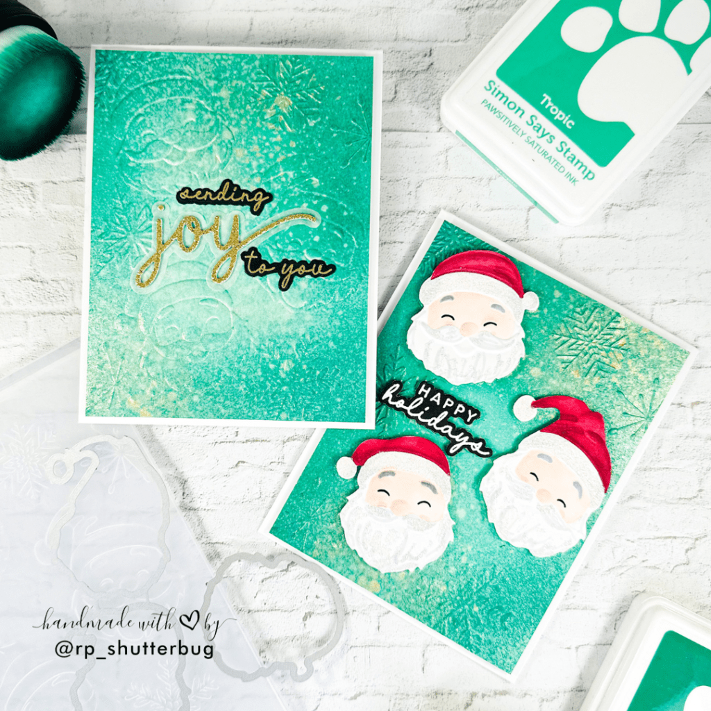 Festive Holiday Cards with Santa Faces: Embossing, Die Cuts & Ink&nbsp;Blending